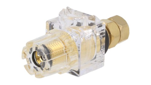 Gniazdo bananowe 3mm 60A 54,5mm czarno-przezroczysty złocony CL159802A
