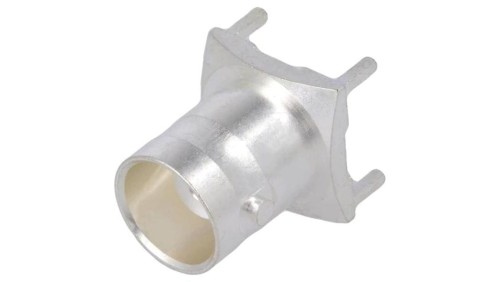 Złącze BNC żeńskie proste 50 ohm THT na PCB teflon srebrzony 1-1337445-0