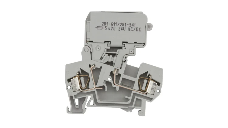 Złączka bezpiecznikowa 4mm2 szara 10A 5x 20mm 281-611/281-541