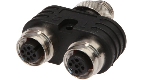 Rozdzielacz, 2x M12 4-PIN, M12 5-PIN, gniazdo Czujnika/aktuatora z przewodem uziemiającym VK000043
