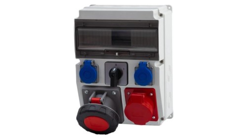 Rozdzielnica CAJA 12M - gniazda 16A 5p, 63A 5p, 2x230V, 0/1(63A) /12 modułów/