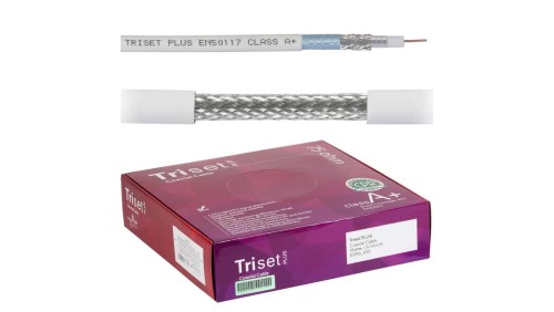 Przewód antenowy 75ohm 1,13/4,80/6,80 Cu ekran 81 biały Triset LSZH 500m