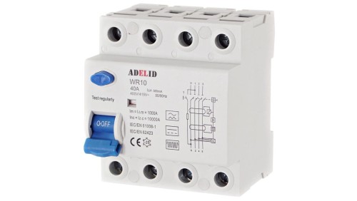 Wyłącznik różnicowoprądowy 4P 40A 300mA typ B 10kA WR10 40/4/300/B