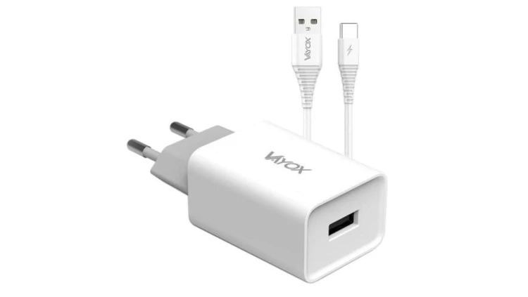 Ładowarka sieciowa 2x USB 5V 2.1A + kabel usb typ C 1m VA0052C Vayox